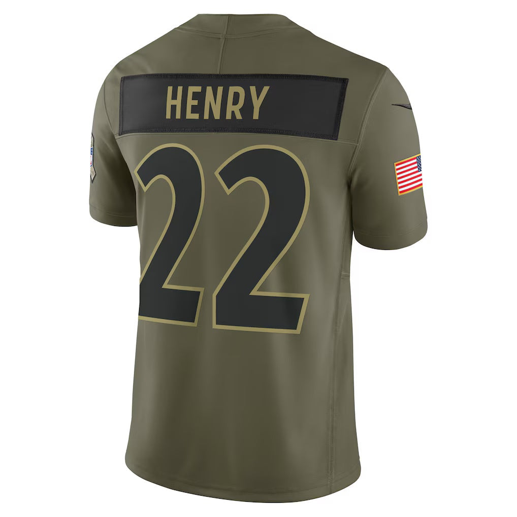 B.Ravens #22 Derrick Henry Olive 2025 Salute to Service Limited Stitched Football American Jersey