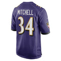 B.Ravens #34 Keaton Mitchell Purple Game Stitched Football American Jersey