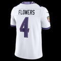 B.Ravens #4 Zay Flowers White Vapor F.U.S.E. Sewn Down Limited Stitched Football American Jersey