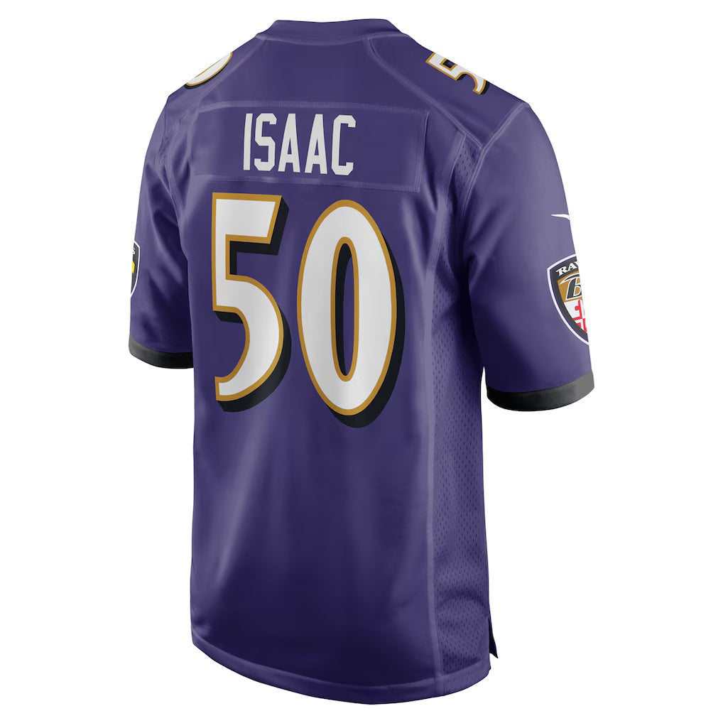 B.Ravens #50 Adisa Isaac Purple Team Game Stitched Football American Jersey