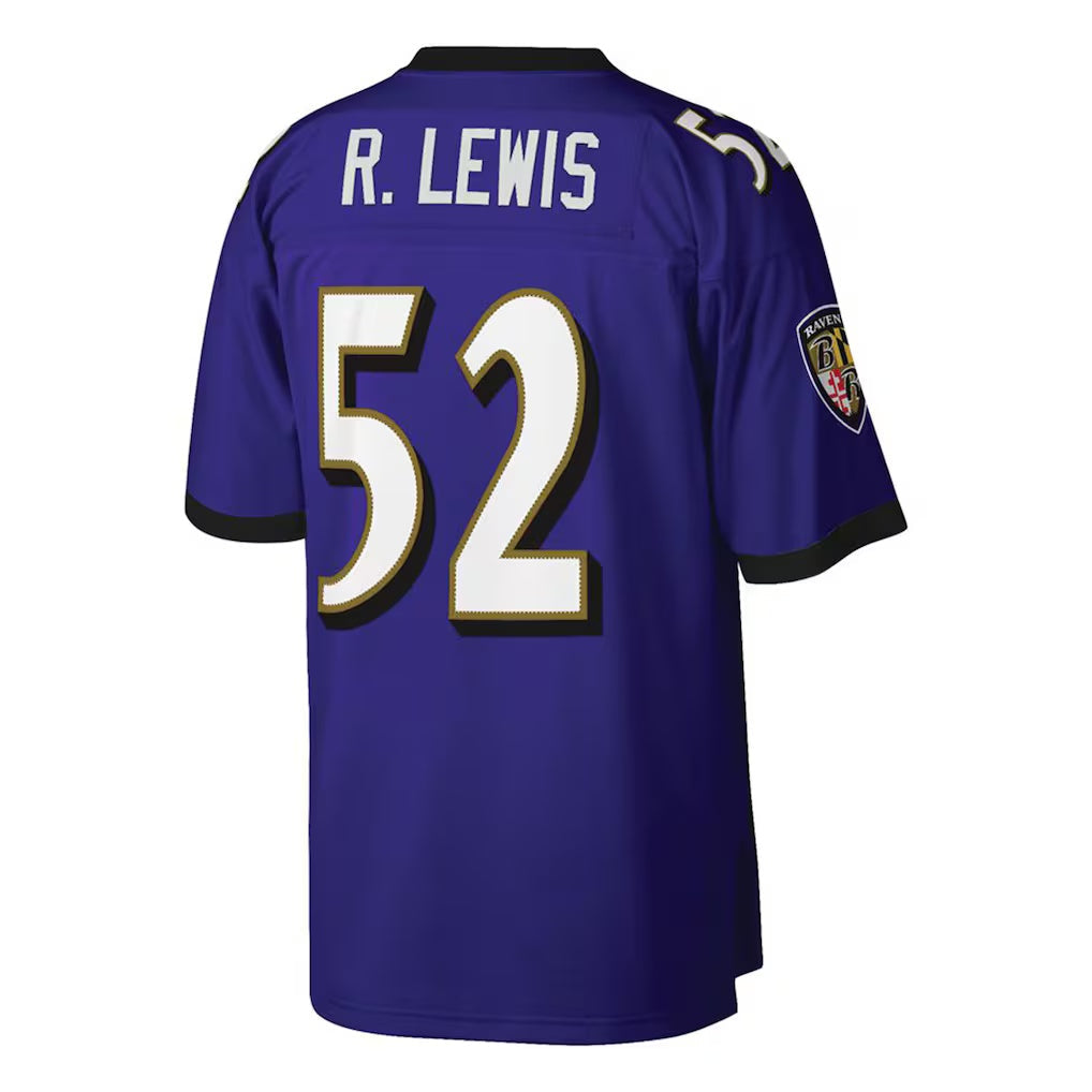 B.Ravens #52 Ray Lewis Mitchell & Ness Purple Big & Tall Retired Player Replica Stitched Football American Jersey