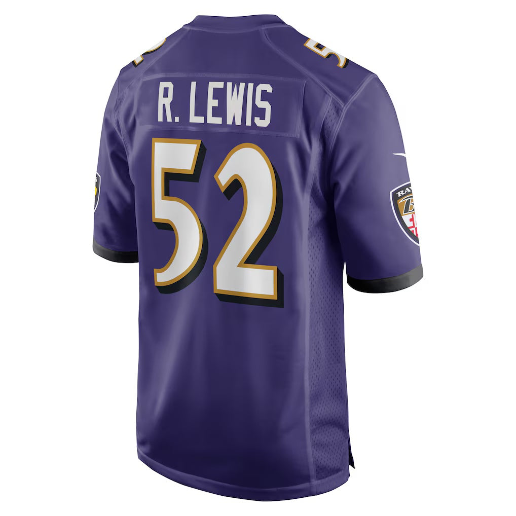 B.Ravens #52 Ray Lewis Purple Retired Player Stitched Football American Jersey