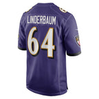 B.Ravens #64 Tyler Linderbaum Purple Player Game Stitched Football American Jersey