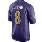 B.Ravens #8 Lamar Jackson Purple Alternate Game Stitched Football American Jersey