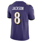 B.Ravens #8 Lamar Jackson Purple Vapor F.U.S.E. Limited Stitched Football American Jersey