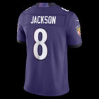 B.Ravens #8 Lamar Jackson Purple Vapor F.U.S.E. Sewn Down Limited Stitched Football American Jersey