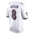 B.Ravens #8 Lamar Jackson White Game Stitched Football American Jersey