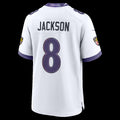 B.Ravens #8 Lamar Jackson White Game Stitched Football American Jersey