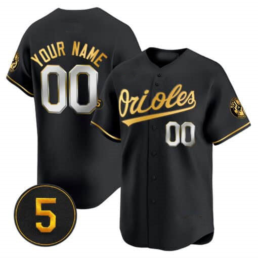 Baltimore Orioles Robinson Patch Vapor Premier Limited Custom Jersey â€?All Stitched-Black Gold Baseball Jersey