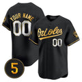Baltimore Orioles Robinson Patch Vapor Premier Limited Custom Jersey â€?All Stitched-Black Gold Baseball Jersey
