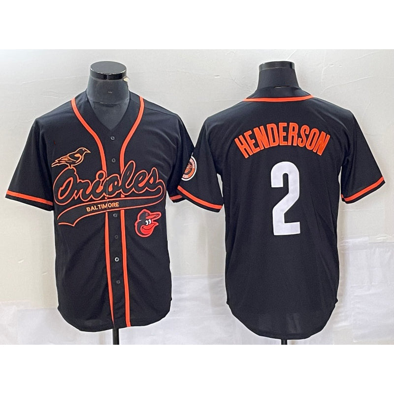 Baltimore Orioles #2 Gunnar Henderson Black With Patch Cool Base Stitched Baseball Jersey