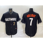 Baltimore Orioles #7 Jackson Holliday Number Black 2023 City Connect Cool Base Stitched Baseball Jersey
