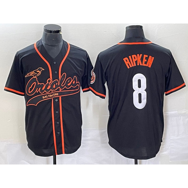 Baltimore Orioles #8 Cal Ripken Jr Black Cool Base Stitched Baseball Jersey
