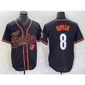 Baltimore Orioles #8 Cal Ripken Jr Black With Patch Cool Base Stitched Baseball Jersey