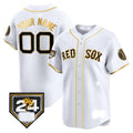 Boston Red Sox 2024 Spring Training Patch Vapor Premier Limited Custom Jersey ¨C White Gold Baseball Jersey