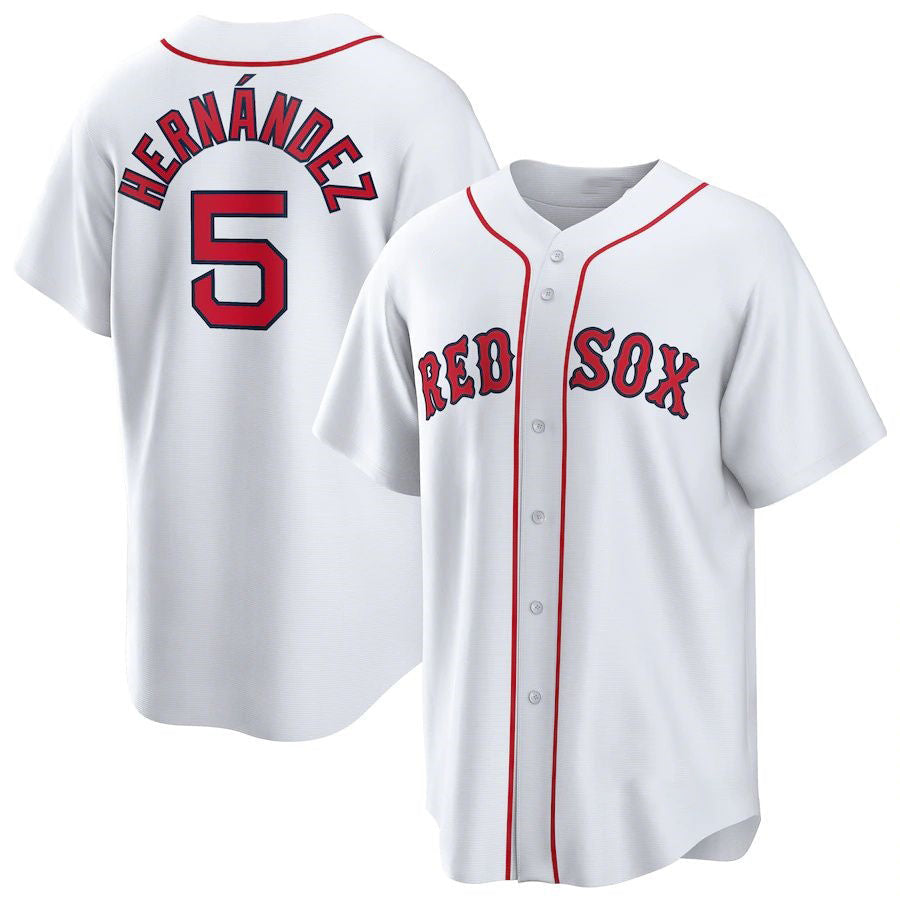 Boston Red Sox #5 Enrique Hernandez White Home Official Replica Player Baseball Jersey