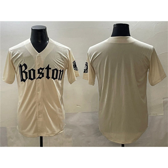 Boston Red Sox Blank Cream Gothic Vapor Limited Stitched Baseball Jersey