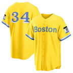 Boston Red Sox #34 David Ortiz Gold Retired Player City Connect Replica Baseball Jersey