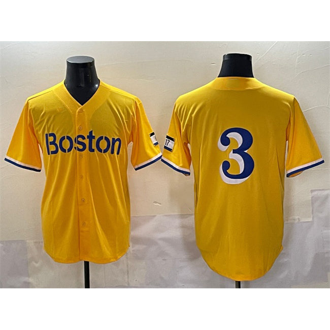 Boston Red Sox #3 Ceddanne Rafaela Gold City Connect Stitched Baseball Jersey