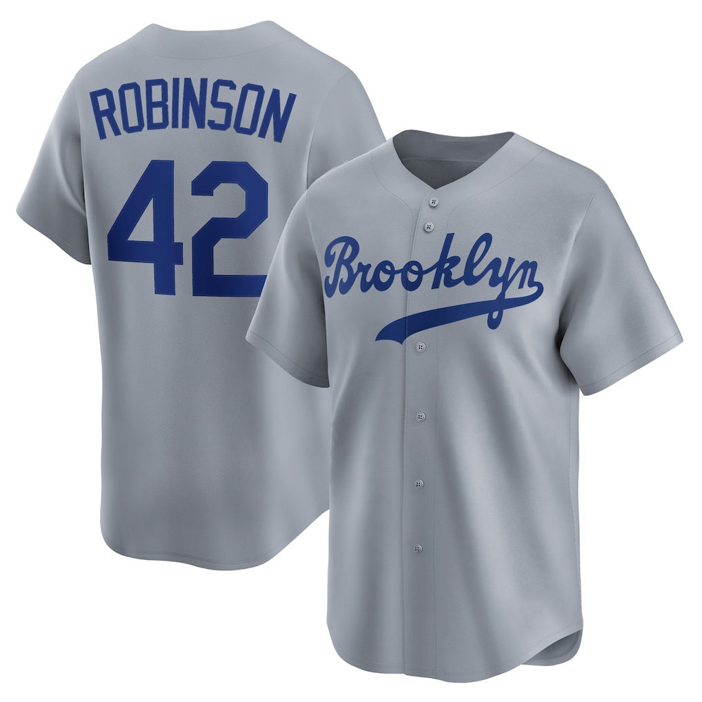 Brooklyn Dodgers #42 Jackie Robinson Gray Throwback Cooperstown Collection Limited Baseball Jersey