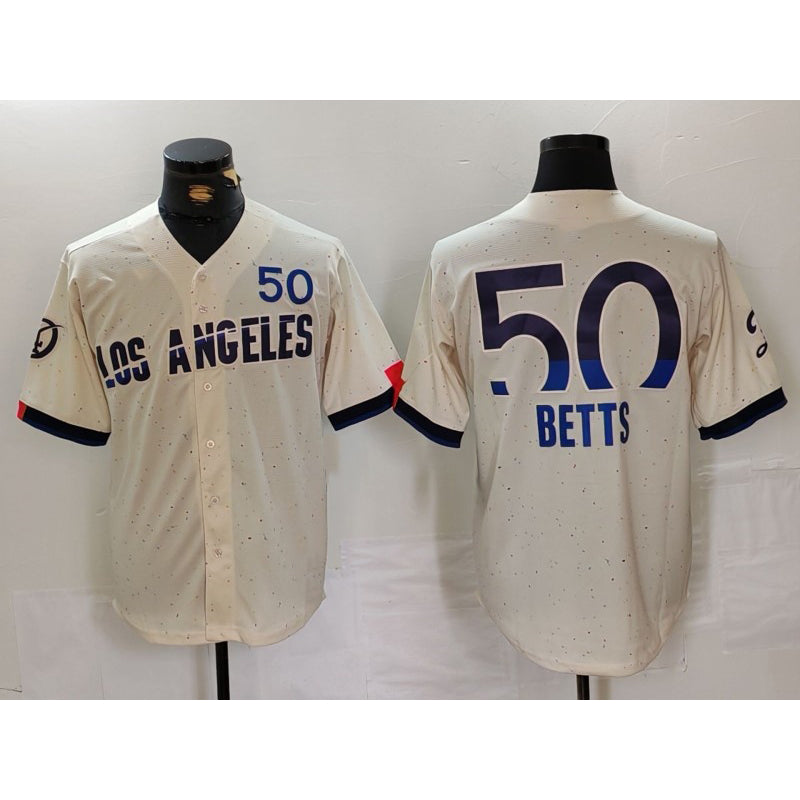 Brooklyn Dodgers #50 Mookie Betts Cream 2024 City Connect Limited Stitched Baseball Jersey