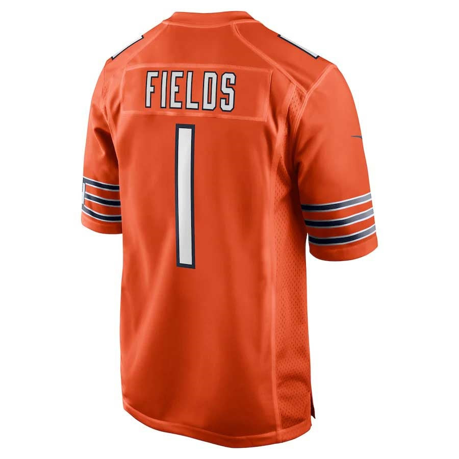 C.Bears #1 Justin Fields Orange Alternate Game Replica Stitched Football American Jersey