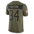 C.Bears #34 Walter Payton Olive 2025 Salute to Service Retired Limited Stitched Football American Jersey
