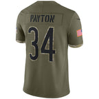 C.Bears #34 Walter Payton Olive Salute To Service Retired Player Limited Stitched Football American Jersey