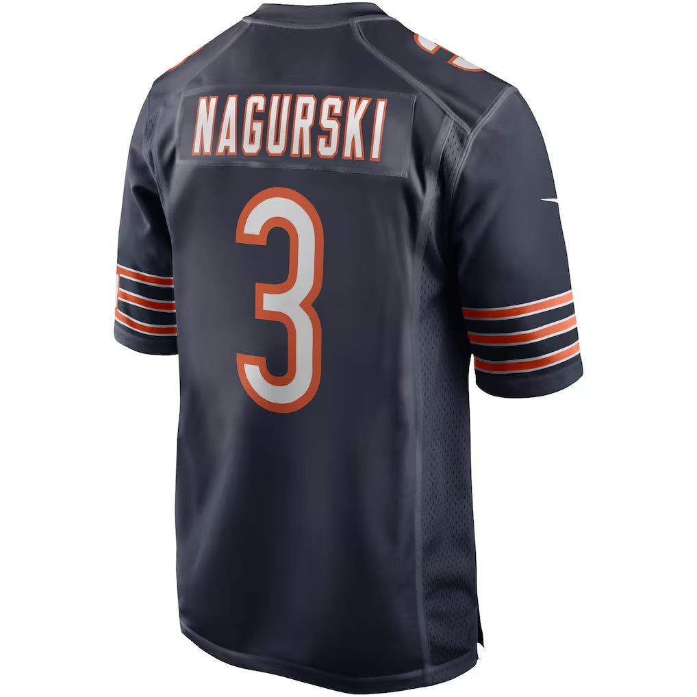 C.Bears #3 Bronko Nagurski Navy Game Retired Player Stitched Football American Jersey