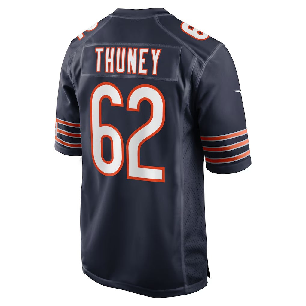 C.Bears #62 Joe Thuney Navy Team Game Stitched Football American Jersey