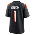 C.Bengals Number #1 Groom Black Game Stitched Football American Jersey