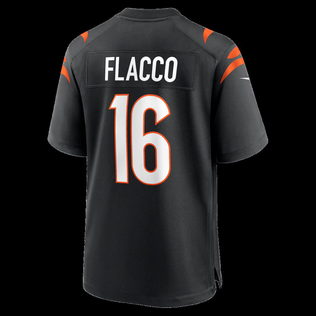 C.Bengals #16 Joe Flacco Black Team Game Stitched Football American Jersey
