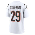 C.Bengals #29 Cam Taylor-Britt White Game Stitched Football American Jersey