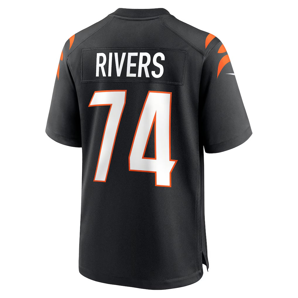 C.Bengals #74 Jalen Rivers Black Team Game Stitched Football American Jersey