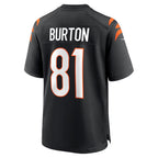C.Bengals #81 Jermaine Burton Black Game Stitched Football American Jersey