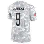 C.Bengals #9 Joe Burrow Arctic Camo 2024 Salute to Service Limited Stitched Football American Jersey