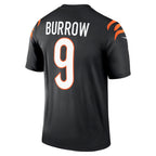 C.Bengals #9 Joe Burrow Black Legend Player Performance Top Stitched Football American Jersey