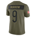 C.Bengals #9 Joe Burrow Olive 2025 Salute to Service Limited Stitched Football American Jersey