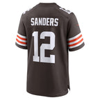 C.Browns #12 Shedeur Sanders Brown 2025 Draft Game Stitched Football American Jersey