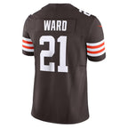 C.Browns #21 Denzel Ward Brown Vapor F.U.S.E. Limited Stitched Football American Jersey