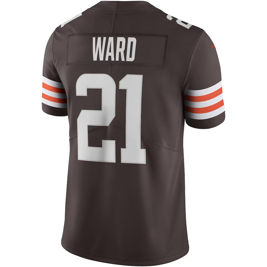 C.Browns #21 Denzel Ward Brown Vapor Limited Stitched Football American Jersey