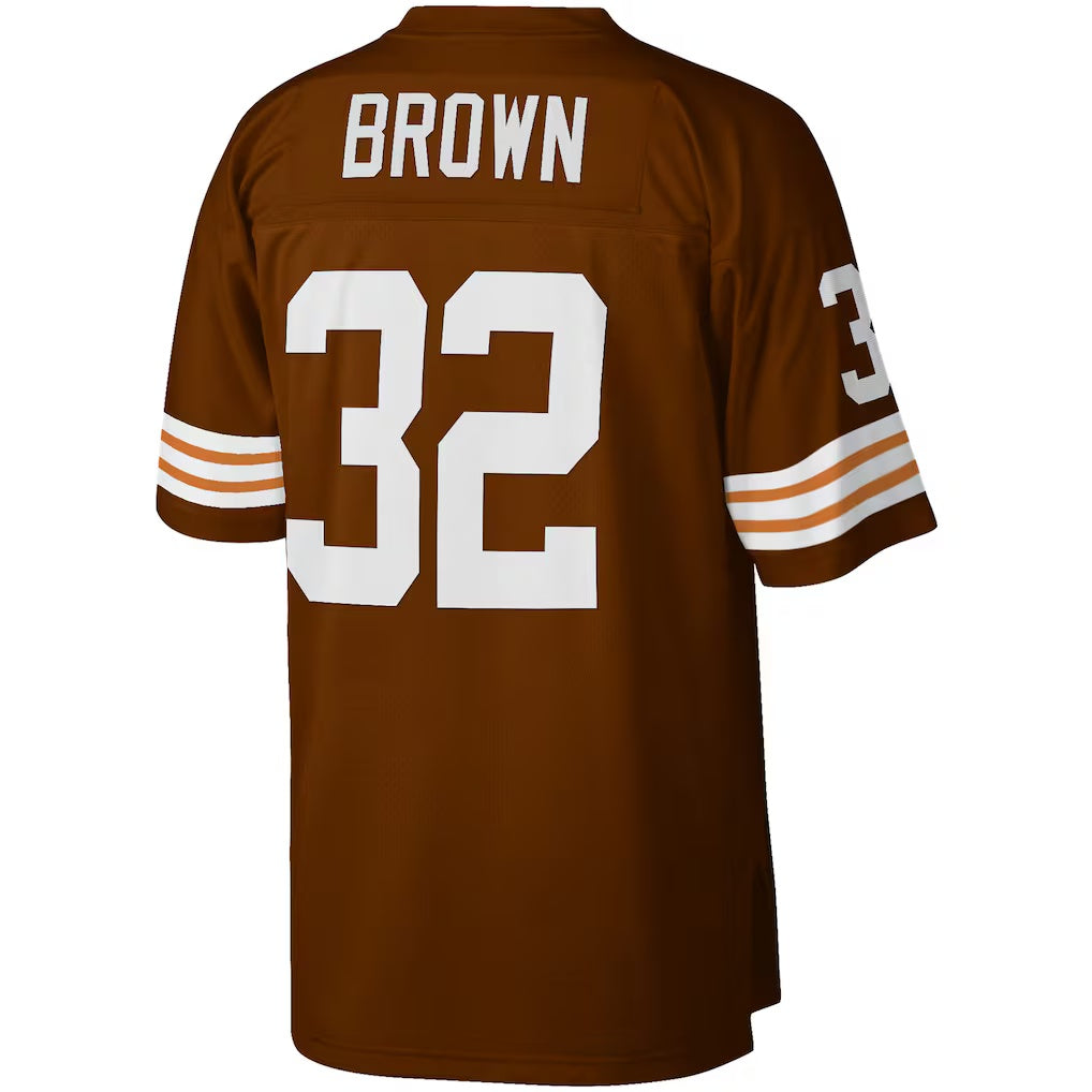 C.Browns #32 Jim Brown Mitchell & Ness Brown Big & Tall Retired Player Replica Stitched Football American Jersey