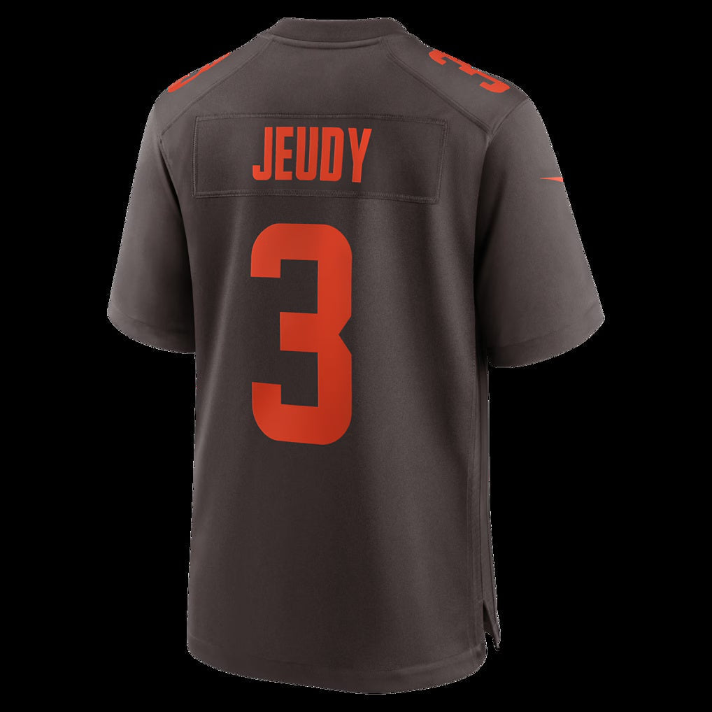 C.Browns #3 Jerry Jeudy Brown Alpha Dawg Game Stitched Football American Jersey