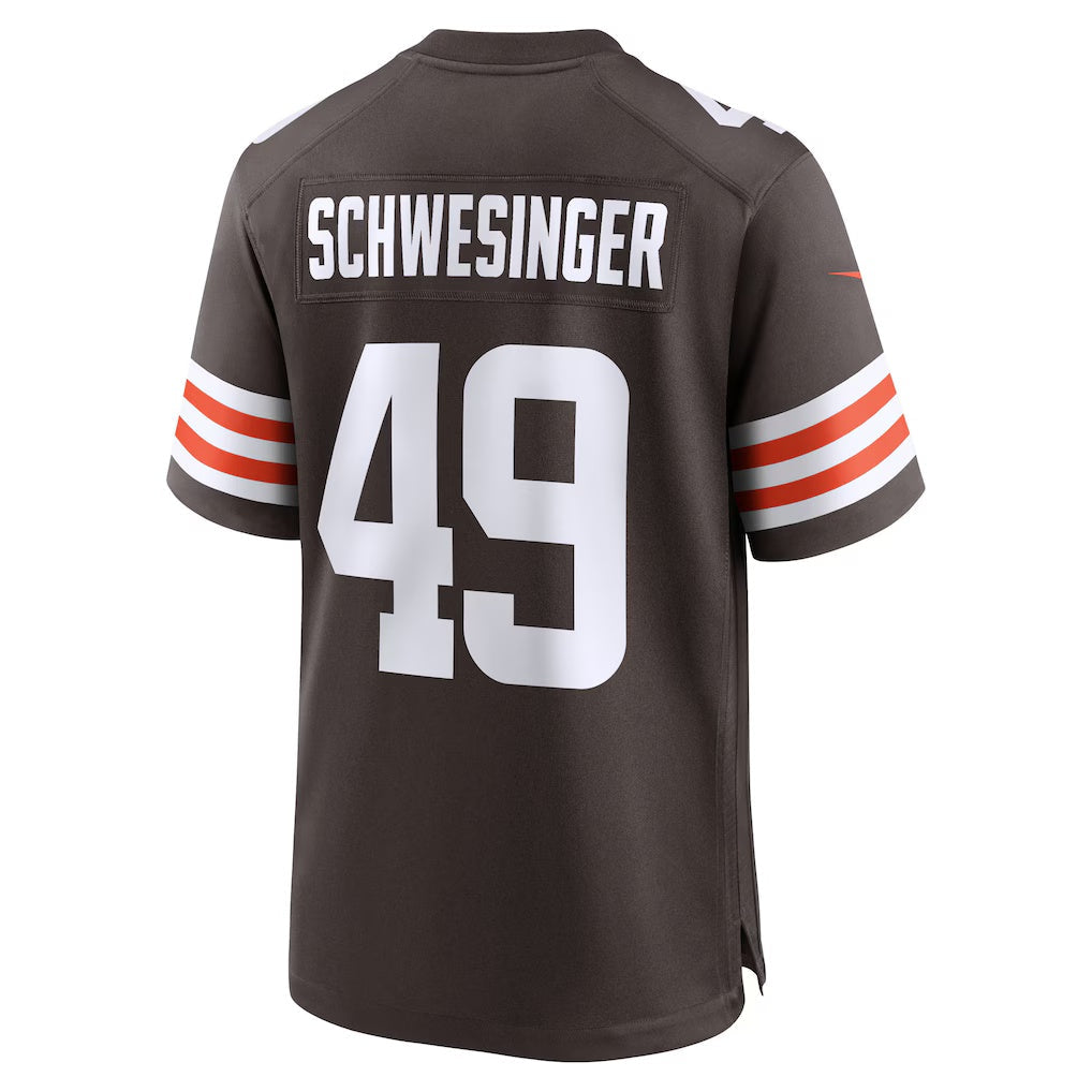 C.Browns #49 Carson Schwesinger Brown 2025 Draft Game Stitched Football American Jersey