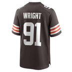 C.Browns #91 Alex Wright Brown Team Game Stitched Football American Jersey