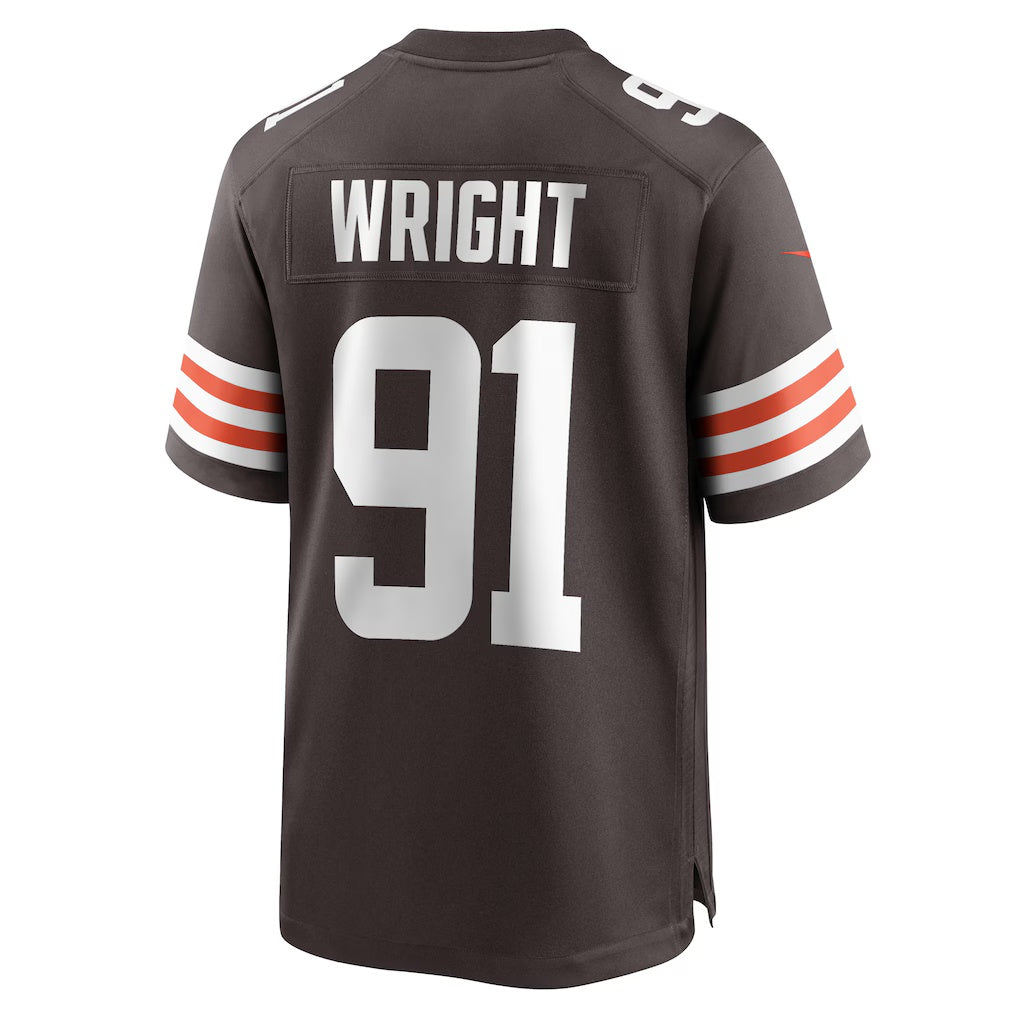 C.Browns #91 Alex Wright Brown Team Game Stitched Football American Jersey