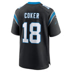C.Panthers #18 Jalen Coker Black Team Game Stitched Football American Jersey