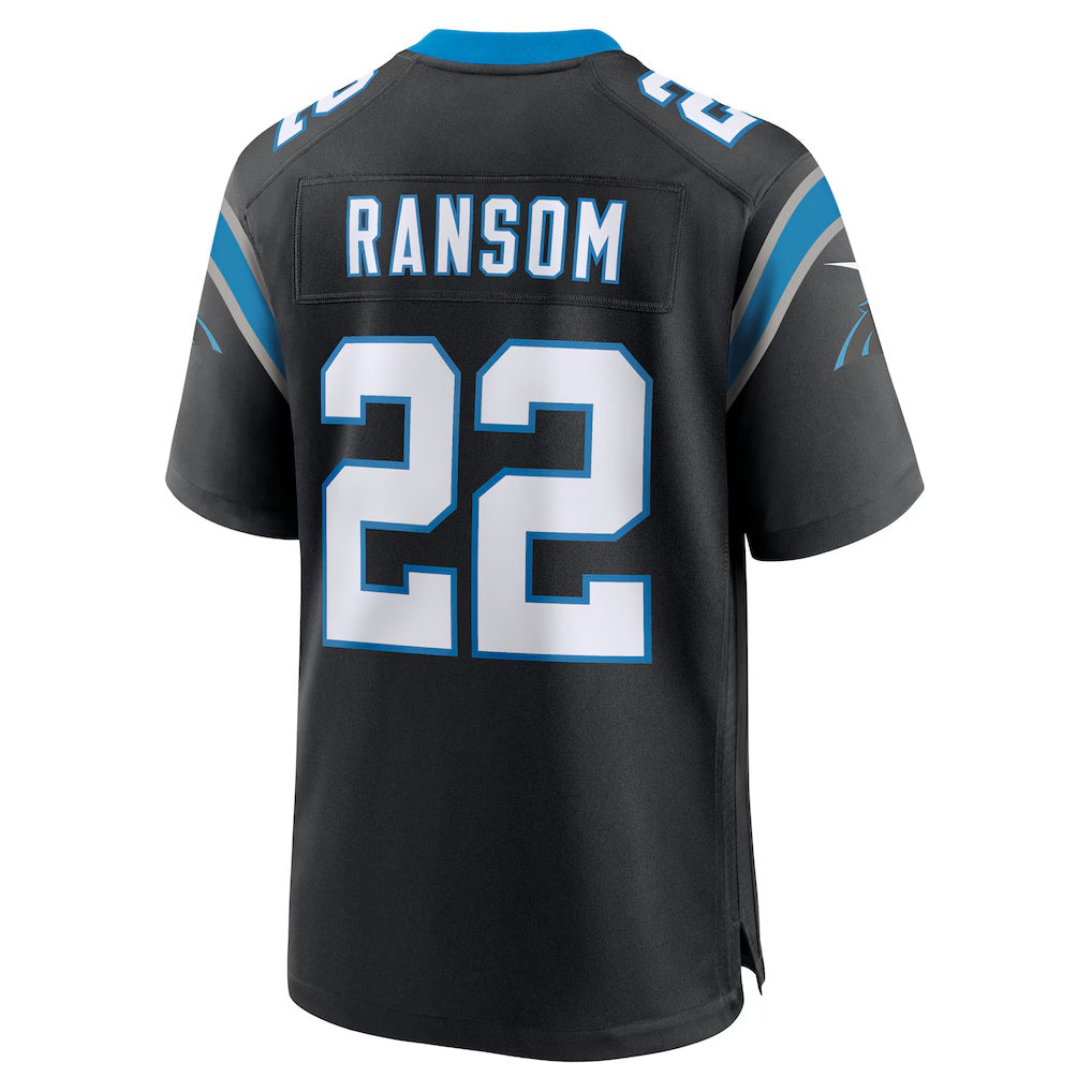 C.Panthers #22 Lathan Ransom Black Team Game Stitched Football American Jersey