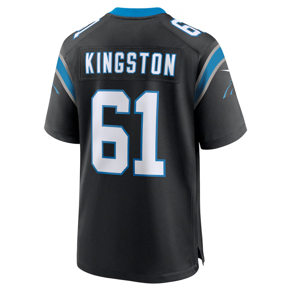 C.Panthers #61 Jarrett Kingston Black Game Stitched Football American Jersey
