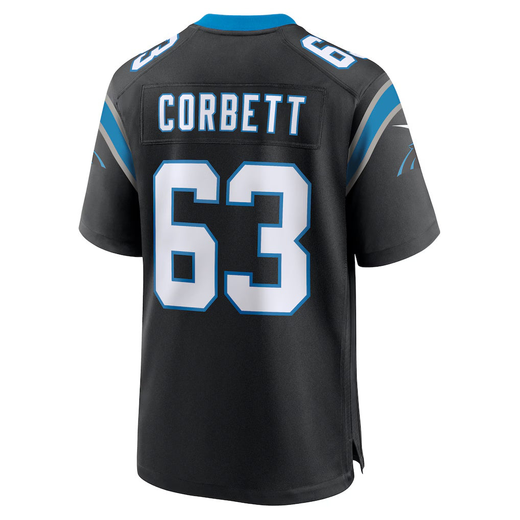 C.Panthers #63 Austin Corbett Black Team Game Stitched Football American Jersey